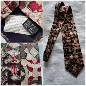 Coca Cola Vintage 1993 100% Silk Red and Brown Tie with Classic Design